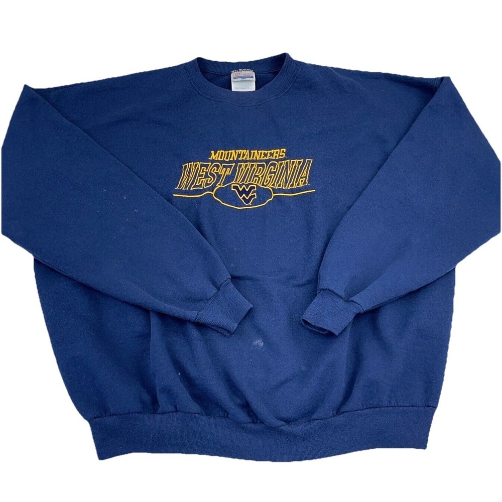 Vintage WVU Mountaineers Sweatshirt Men XL Crewneck Sweater 90s Y2K Distressed